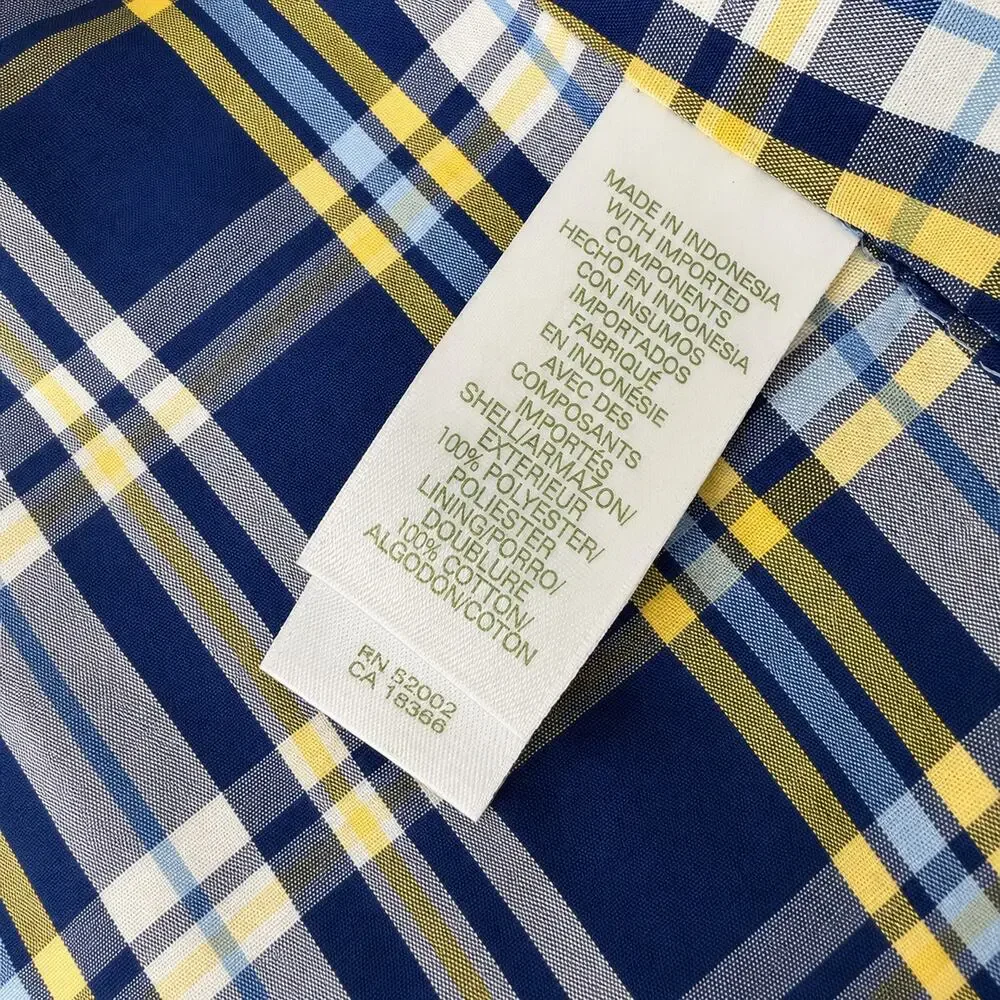 Liz Golf Vest XL Periwinkle Blue Hidden Hood Plaid Lined Snap Zip Golf Vest - Picture 8 of 9
